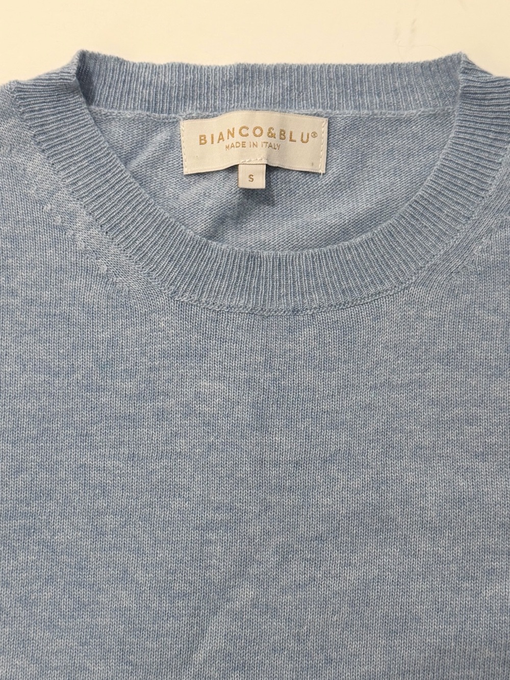 Bianco & Blu Made in Italy Cashmere Blend Short Sleeve Sweater S